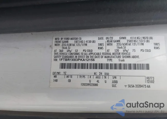 1FTBR1X83PKA12156: 44006244