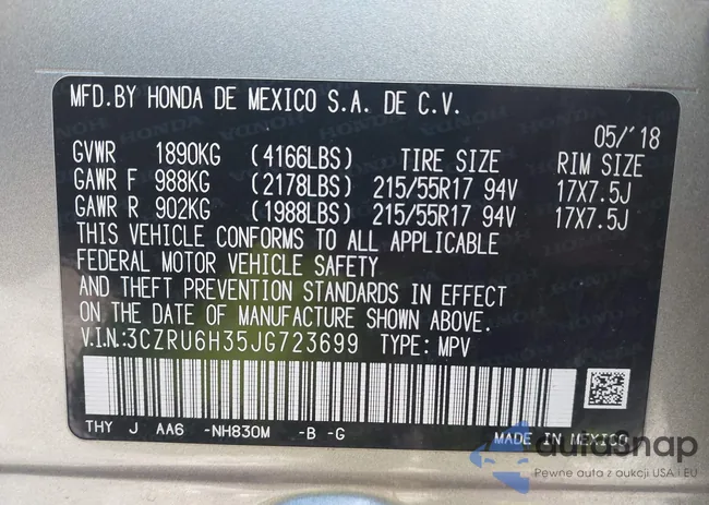 3CZRU6H35JG723699: 44005289