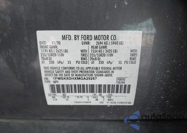 1FMSK8DHXMGA29287: 44005334