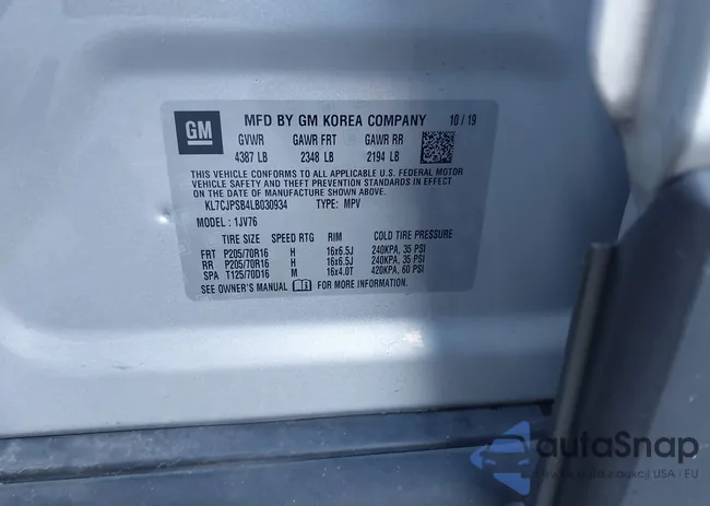 KL7CJPSB4LB030934: 44005341