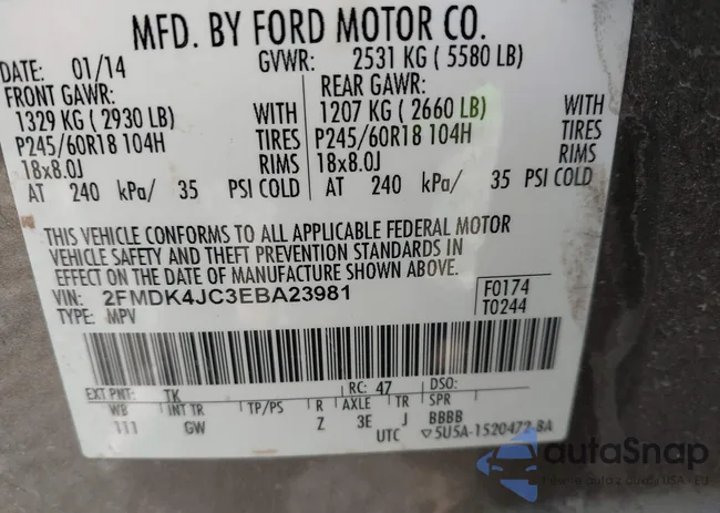 2FMDK4JC3EBA23981: 44005635