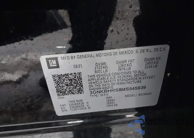 3GNKBHRS8MS545939: 44006773