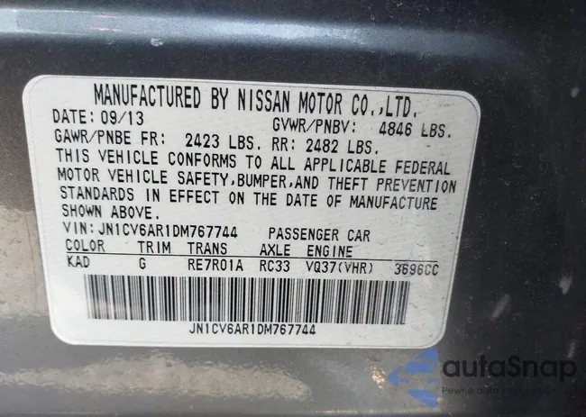 JN1CV6AR1DM767744: 44007049