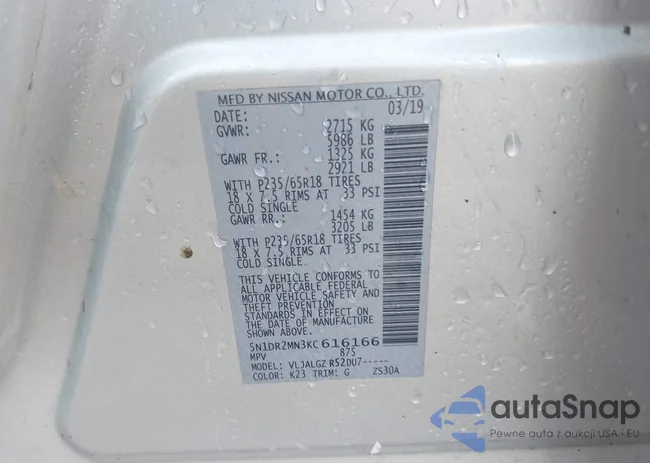 5N1DR2MN3KC616166: 44007066