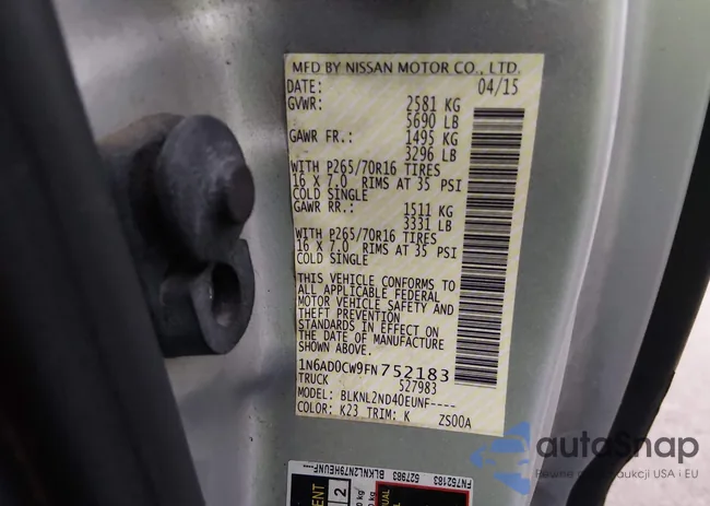 1N6AD0CW9FN752183: 44007072