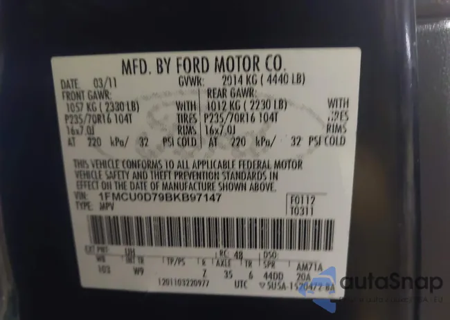 1FMCU0D79BKB97147: 44007103