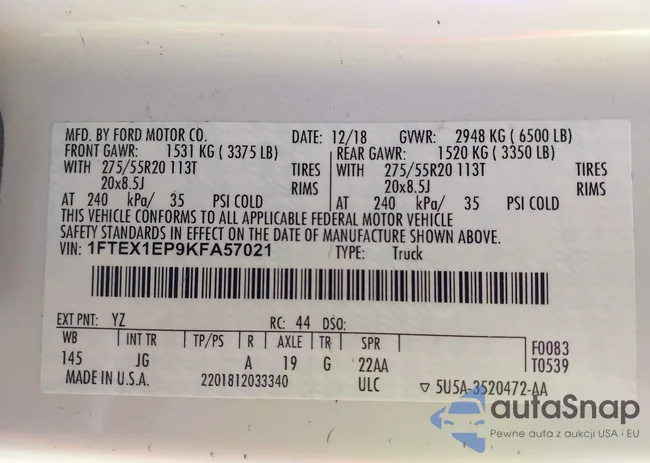 1FTEX1EP9KFA57021: 44007137