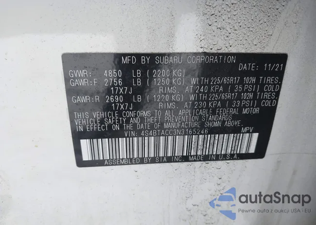 4S4BTACC3N3165246: 44007140