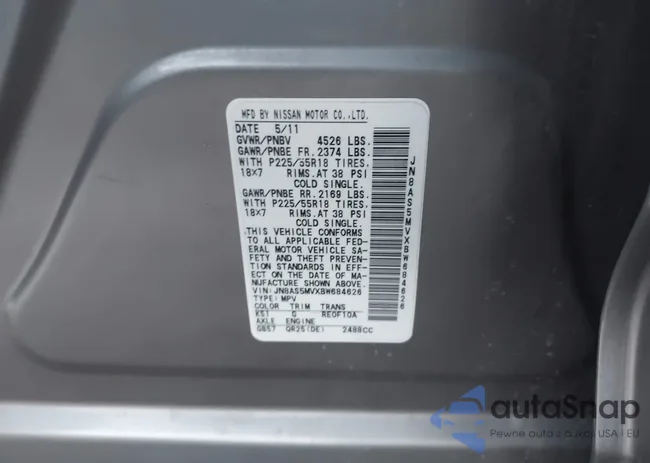 JN8AS5MVXBW684626: 44007146