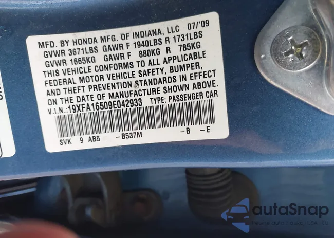 19XFA16509E042933: 44007172