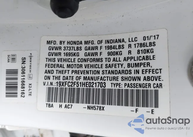 19XFC2F51HE021703: 44007174