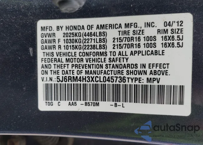 5J6RM4H3XCL045736: 44007219