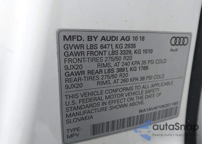 WA1AVAF10KD011453: 44006327