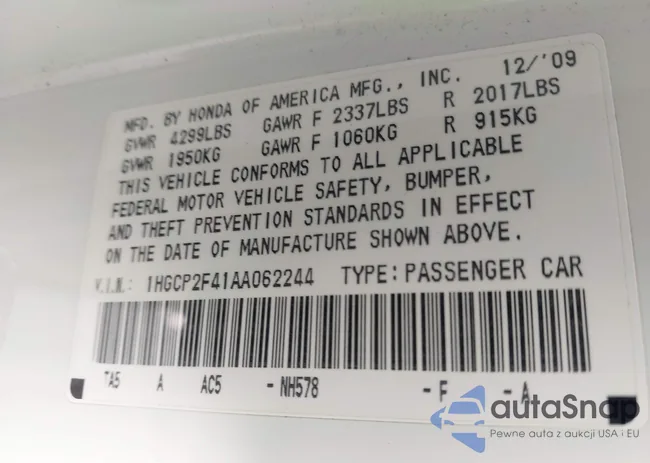 1HGCP2F41AA062244: 44006384