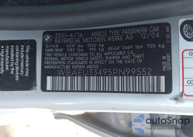 WBAEU33495PN99552: 44006546