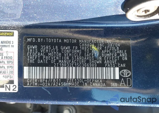 2T1BR32E15C366989: 44006642