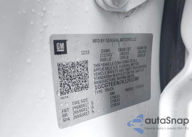 1GCGTEEN7K1203780: 44007645