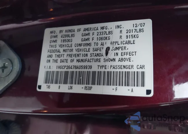 1HGCP26478A059939: 44007656