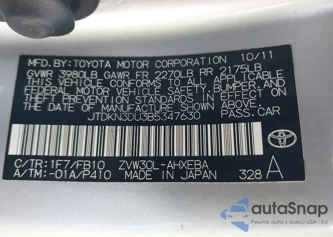 JTDKN3DU3B5347630: 44007733