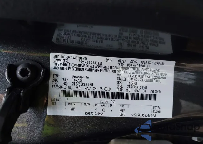 1FADP3FE5HL230280: 44007784