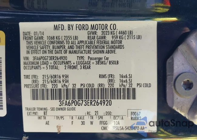 3FA6P0G73ER264920: 44007792