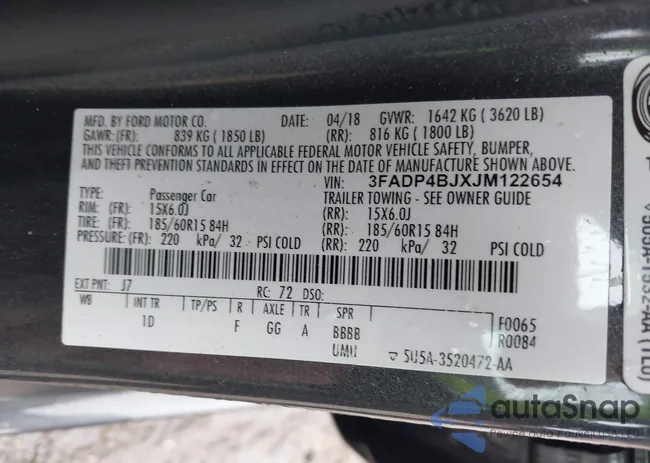 3FADP4BJXJM122654: 44007953