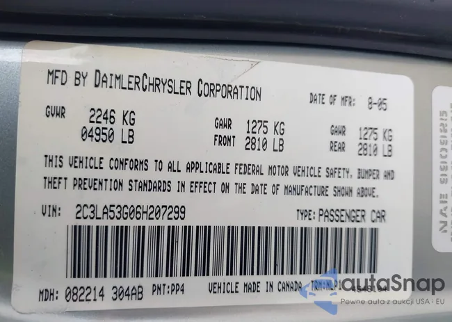 2C3LA53G06H207299: 44007289