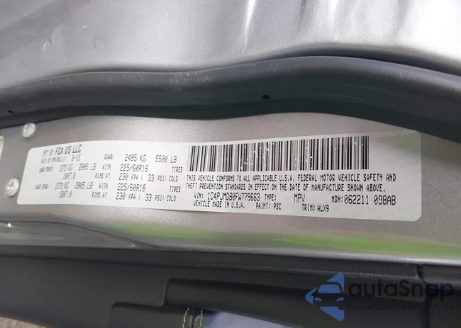 1C4PJMDB0FW779663: 44007343