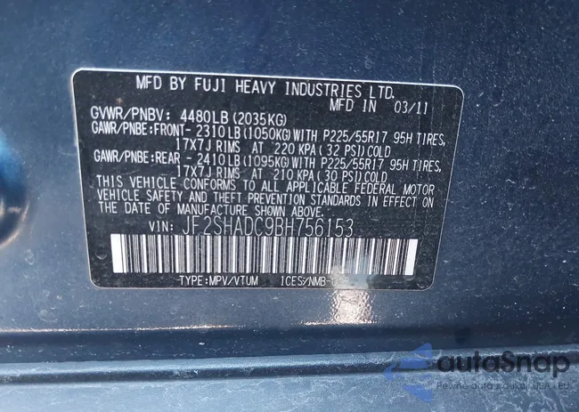 JF2SHADC9BH756153: 44007442