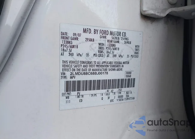 2LMDU88C68BJ00178: 44007477