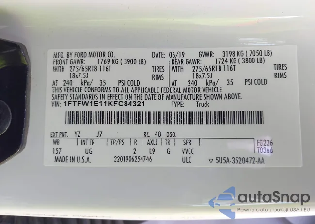 1FTFW1E11KFC84321: 44007534
