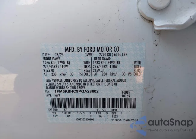 1FM5K8HC9PGA28602: 44007571