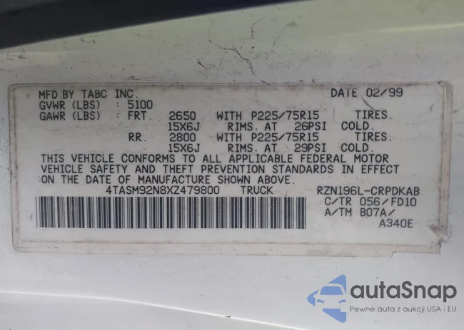 4TASM92N8XZ479800: 44008708