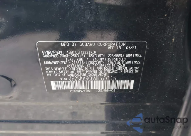 JF2SKARC6MH577615: 44008766