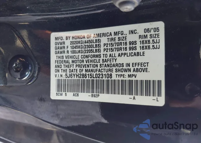 5J6YH28615L023108: 44008963