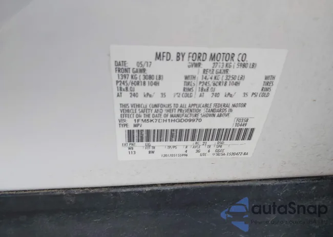 1FM5K7DH1HGD09970: 44009027