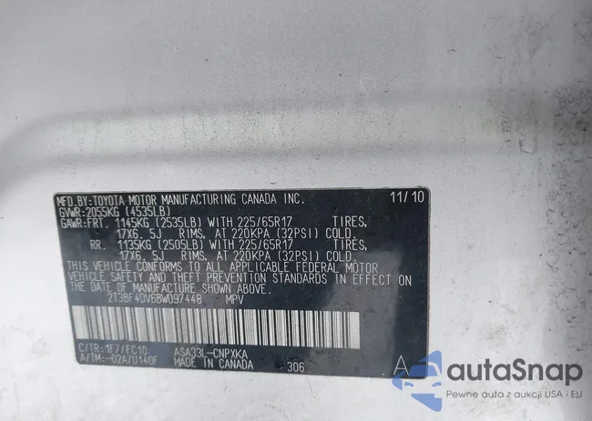 2T3BF4DV6BW097448: 44009177