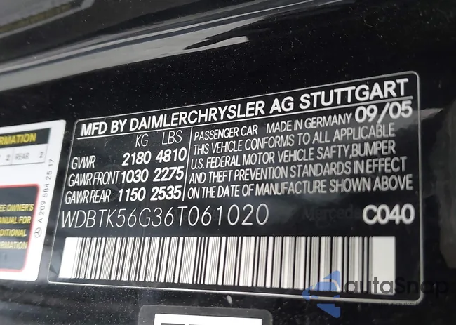 WDBTK56G36T061020: 44009196