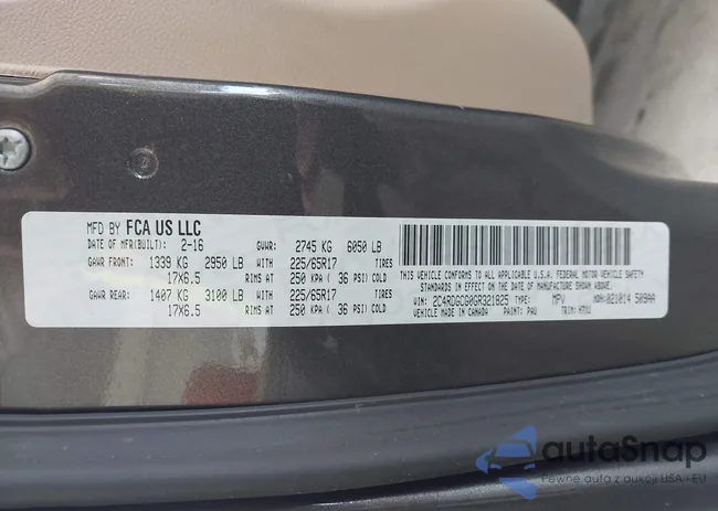 2C4RDGCG0GR321825: 44009219