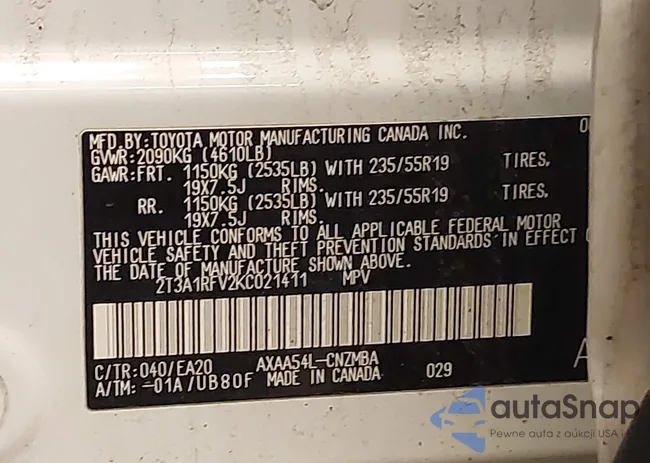 2T3A1RFV2KC021411: 44009228