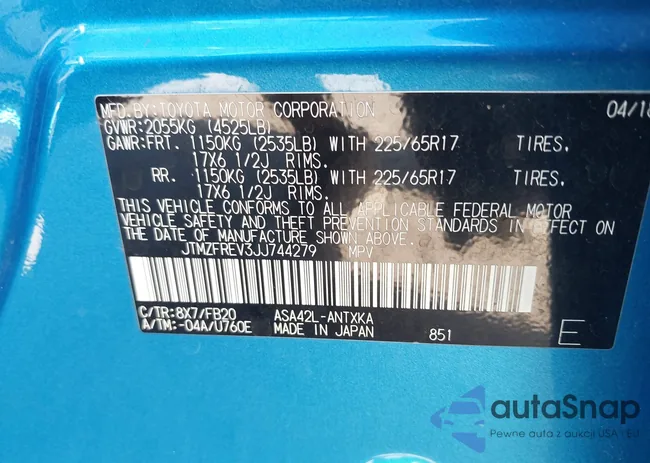 JTMZFREV3JJ744279: 44008356