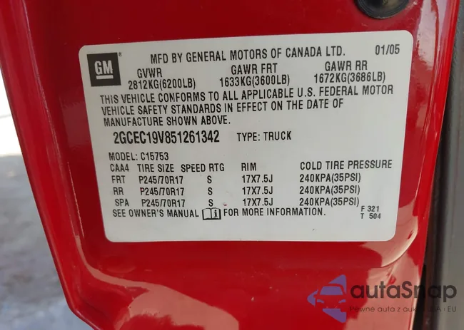 2GCEC19V851261342: 44008391