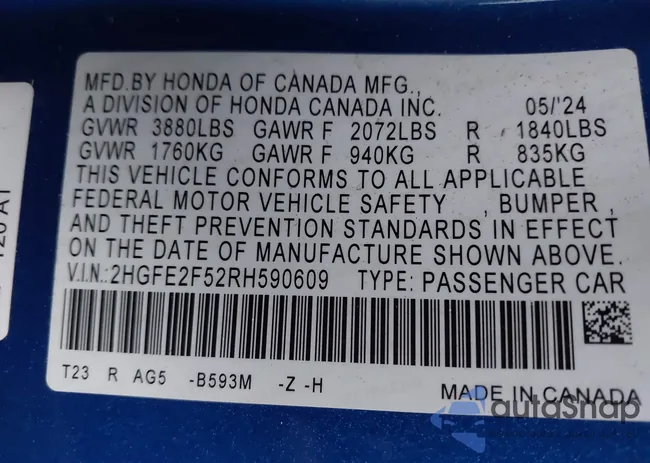 2HGFE2F52RH590609: 44008551