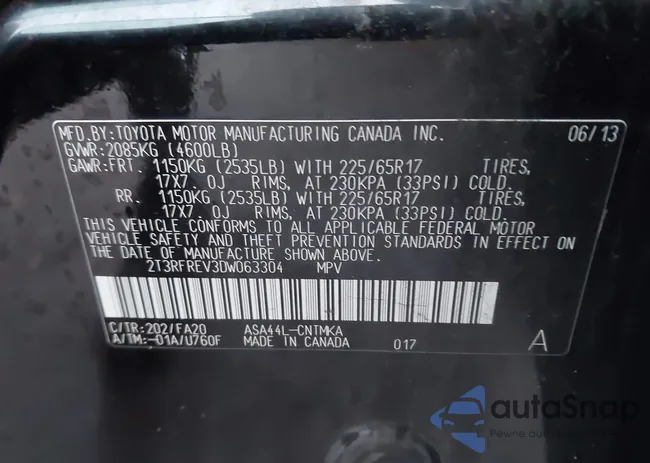 2T3RFREV3DW063304: 44008564