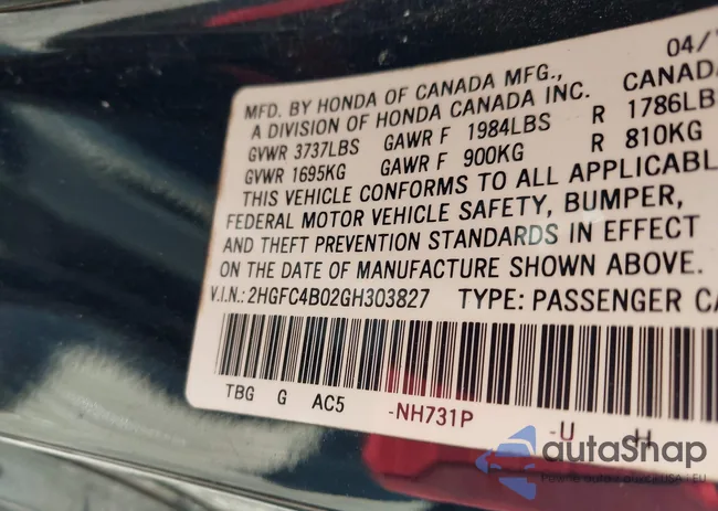 2HGFC4B02GH303827: 44009740