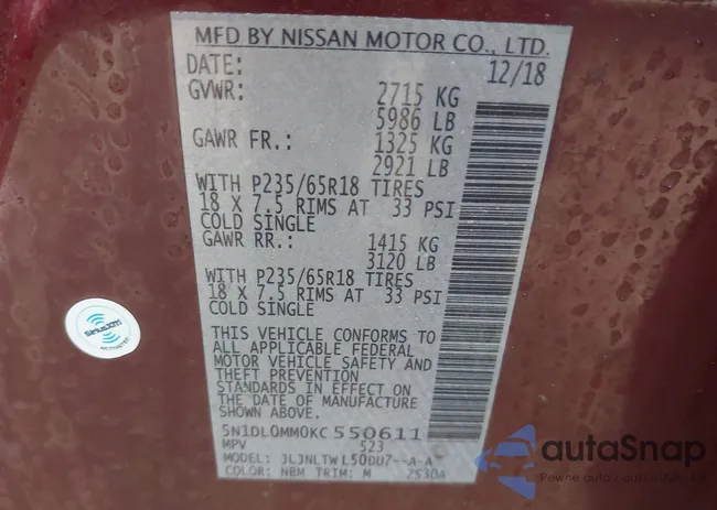 5N1DL0MM0KC550611: 44009776