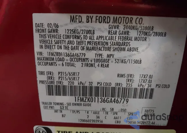 1FMZK01136GA46779: 44009793