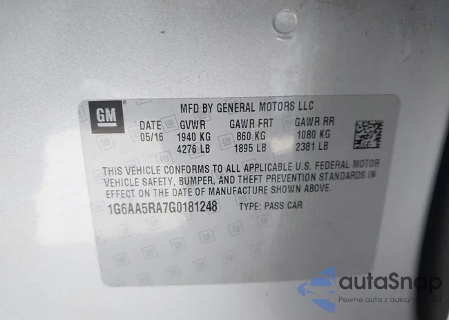 1G6AA5RA7G0181248: 44009876