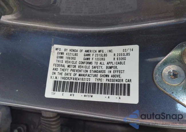 1HGCR2F89EA160120: 44009914