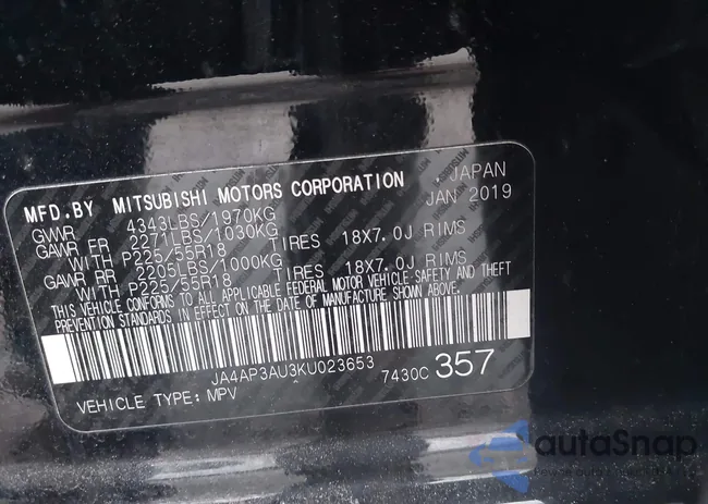 JA4AP3AU3KU023653: 44009245